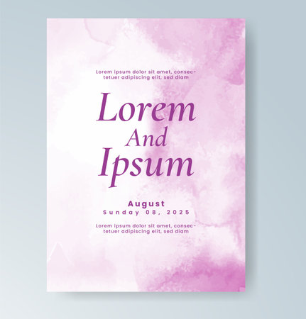 Wedding card invitation template with hand painted watercolor splashのイラスト素材