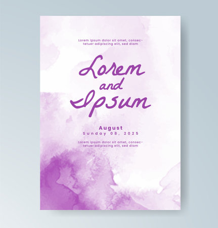 Wedding card invitation template with hand painted watercolor splashのイラスト素材