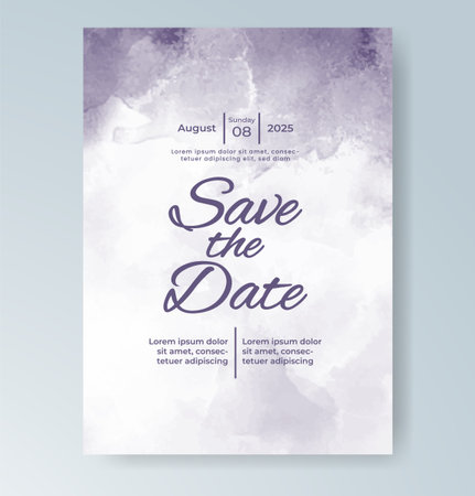 Wedding card invitation template with hand painted watercolor splashのイラスト素材