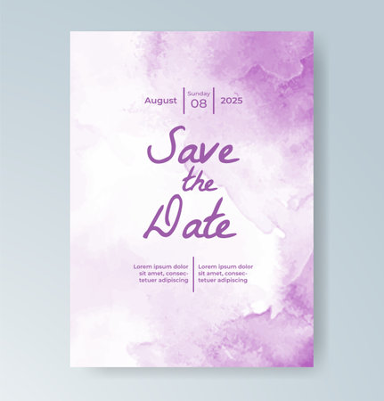 Wedding card invitation template with hand painted watercolor splashのイラスト素材