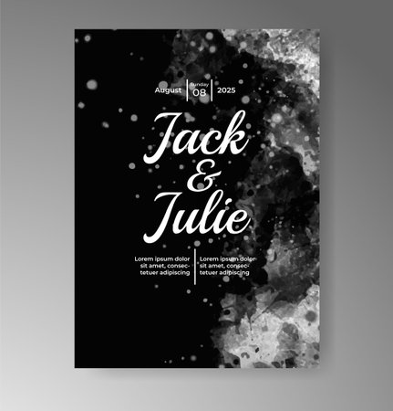 Wedding card invitation template with hand painted watercolor splashのイラスト素材