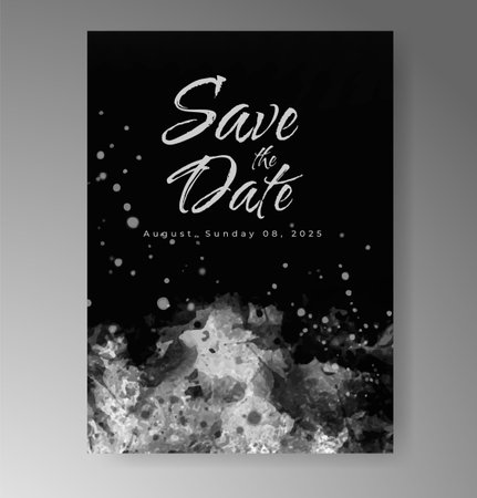 Wedding card invitation template with hand painted watercolor splashのイラスト素材