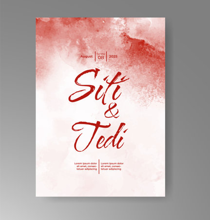 Wedding card invitation template with hand painted watercolor splashのイラスト素材