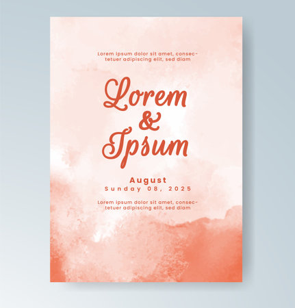 Wedding card invitation template with hand painted watercolor splashのイラスト素材