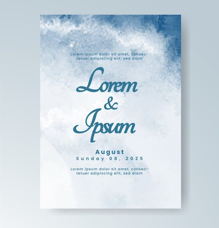 Wedding card invitation template with hand painted watercolor splashのイラスト素材