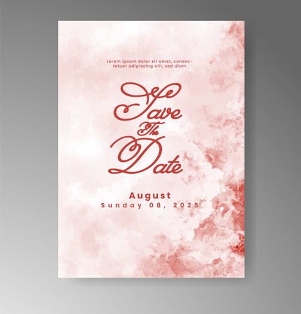 Wedding card invitation template with hand painted watercolor splashのイラスト素材