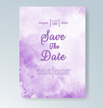Wedding card invitation template with hand painted watercolor splashのイラスト素材