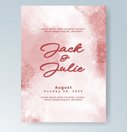 Wedding card invitation template with hand painted watercolor splashのイラスト素材