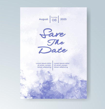 Wedding card invitation template with hand painted watercolor splashのイラスト素材