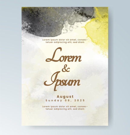 Wedding card invitation template with hand painted watercolor splashのイラスト素材