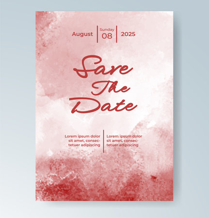 Wedding card invitation template with hand painted watercolor splashのイラスト素材