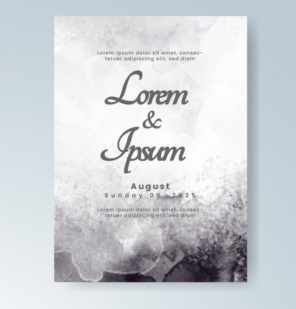 Wedding card invitation template with hand painted watercolor splashのイラスト素材