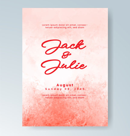 Wedding card invitation template with hand painted watercolor splashのイラスト素材