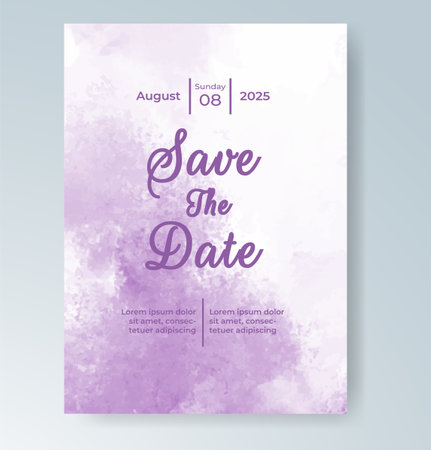 Wedding card invitation template with hand painted watercolor splashのイラスト素材