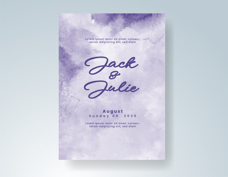 Wedding card invitation template with hand painted watercolor splashのイラスト素材