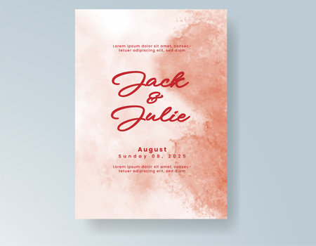Wedding card invitation template with hand painted watercolor splashのイラスト素材