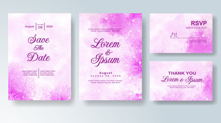 Watercolor wedding invitation card, design template for invitationのイラスト素材