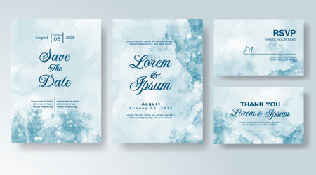 Watercolor wedding invitation card, design template for invitationのイラスト素材