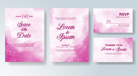 Watercolor wedding invitation card, design template for invitationのイラスト素材