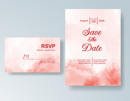 Watercolor wedding invitation card, design template for invitationのイラスト素材