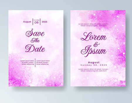 Watercolor wedding invitation card, design template for invitationのイラスト素材