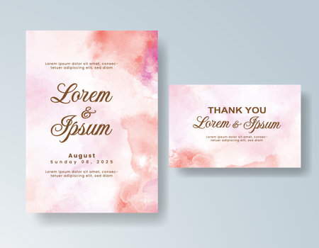 Watercolor wedding invitation card, design template for invitationのイラスト素材