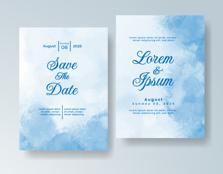 Watercolor wedding invitation card, design template for invitationのイラスト素材
