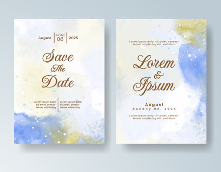 Watercolor wedding invitation card, design template for invitationのイラスト素材