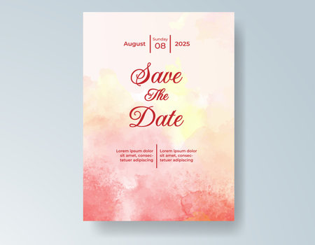 Watercolor wedding invitation cardのイラスト素材