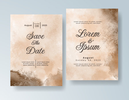 Watercolor wedding invitation card, design template for invitationのイラスト素材