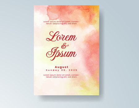 Watercolor wedding invitation card, design template for invitationのイラスト素材