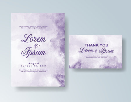 Watercolor wedding invitation card, design template for invitationのイラスト素材