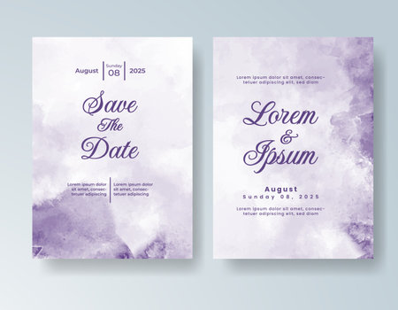 Watercolor wedding invitation card, design template for invitationのイラスト素材