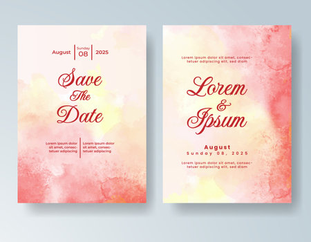 Watercolor wedding invitation card, design template for invitationのイラスト素材