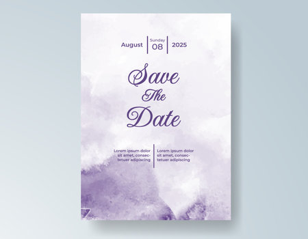Watercolor wedding invitation card, design template for invitationのイラスト素材