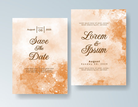 Watercolor wedding invitation cardのイラスト素材