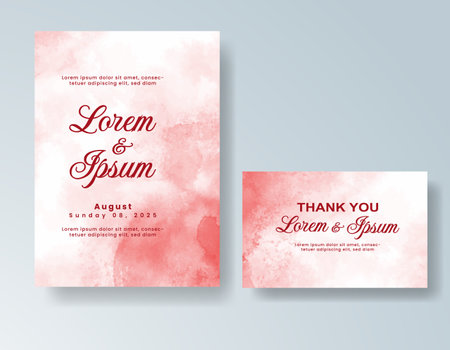Watercolor wedding invitation card, design template for invitationのイラスト素材