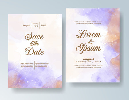 Watercolor wedding invitation cardのイラスト素材