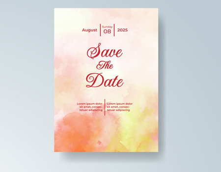 Watercolor wedding invitation card, design template for invitationのイラスト素材