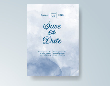 Watercolor wedding invitation card, design template for invitationのイラスト素材