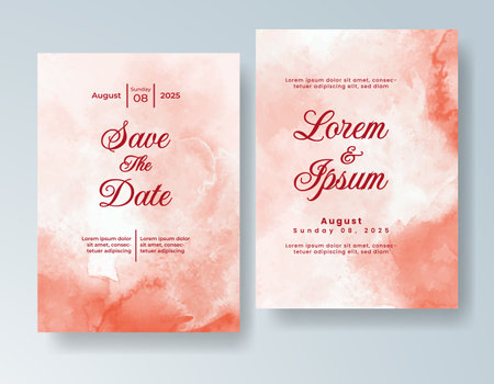 Watercolor wedding invitation card, design template for invitationのイラスト素材