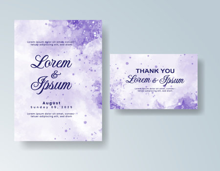 Watercolor wedding invitation card, design template for invitationのイラスト素材