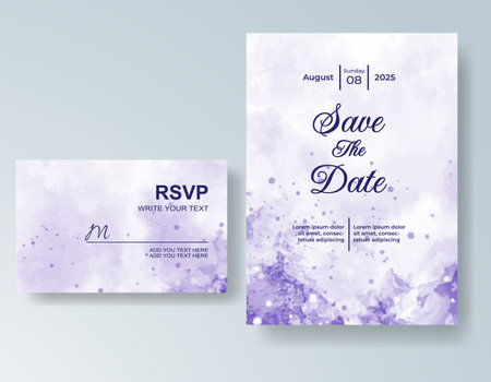 Watercolor wedding invitation card, design template for invitationのイラスト素材