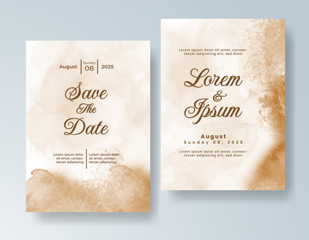 Watercolor wedding invitation card, design template for invitationのイラスト素材