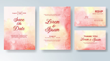 Watercolor wedding invitation cardのイラスト素材