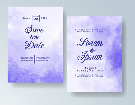 Watercolor wedding invitation card, design template for invitationのイラスト素材
