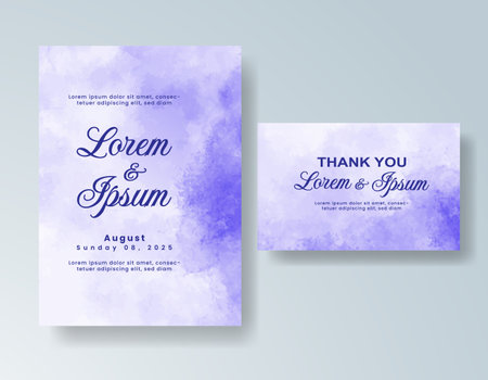 Watercolor wedding invitation card, design template for invitationのイラスト素材