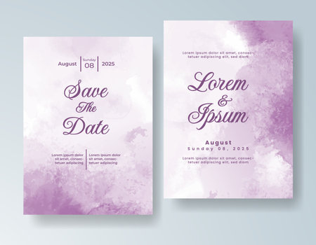 Watercolor wedding invitation card, design template for invitationのイラスト素材