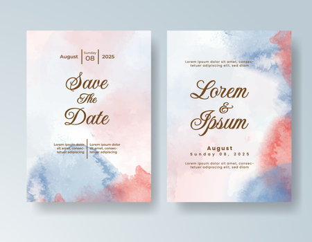 Watercolor wedding invitation card, design template for invitationのイラスト素材