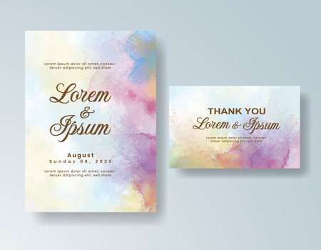 Watercolor wedding invitation card, design template for invitationのイラスト素材